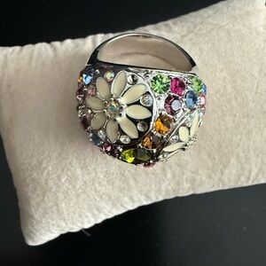 Dazzling Floral Crystal Ring